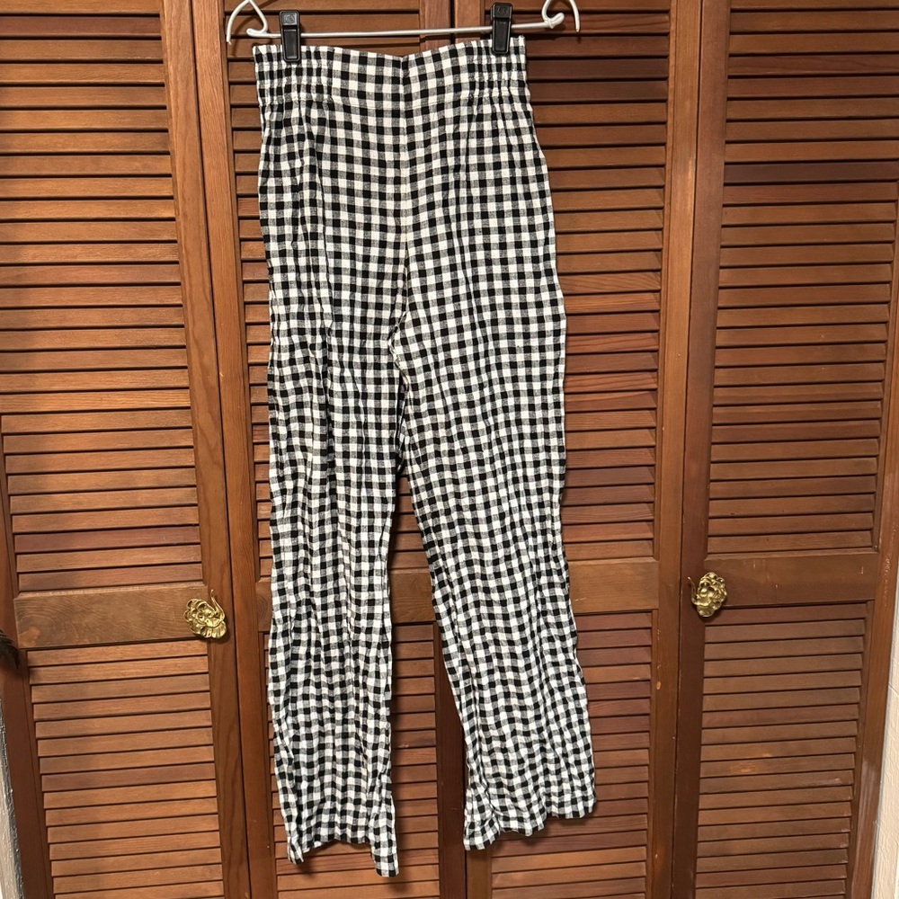 notPERFECTLINEN Ghent Pant S/M Black Gingham Lightweight Linen